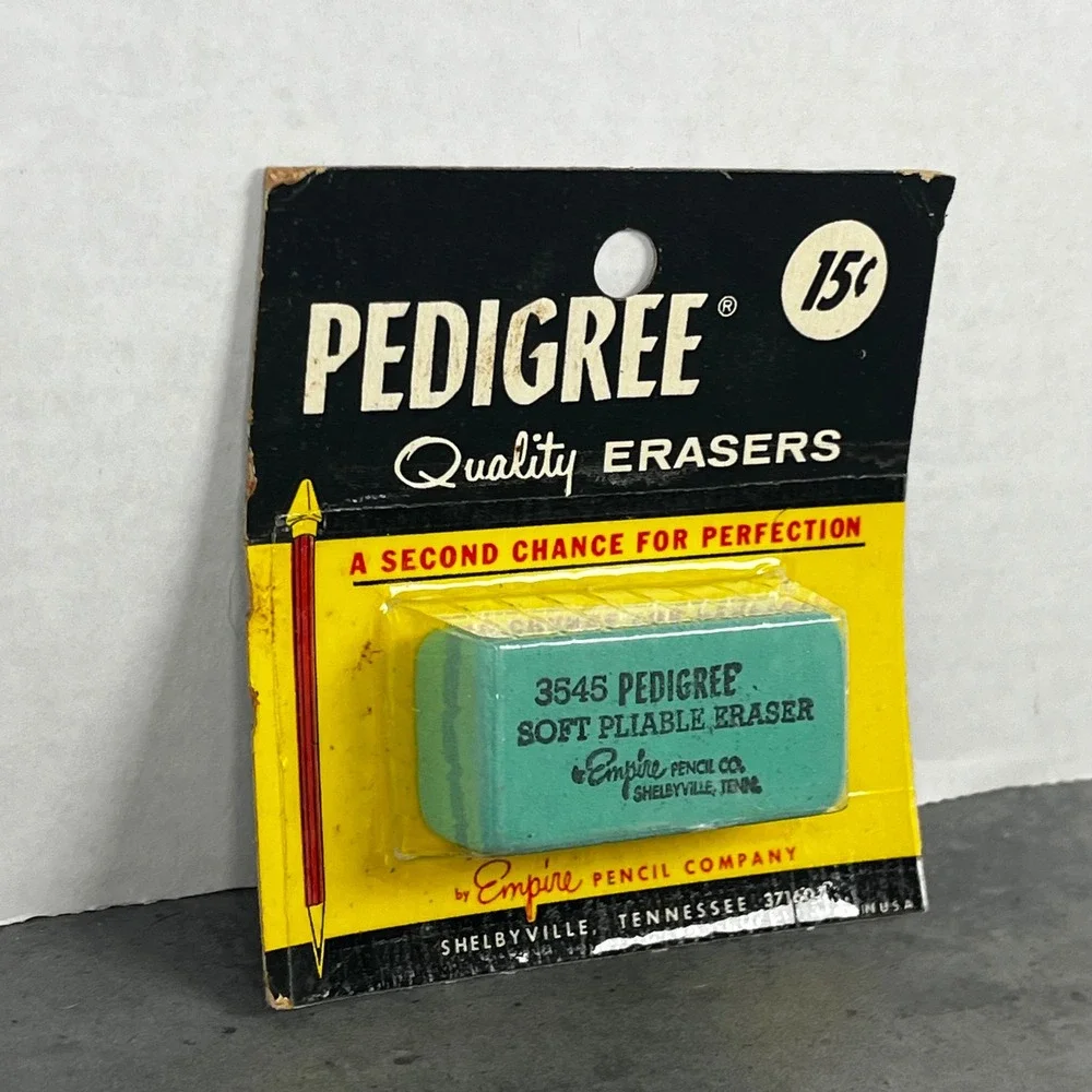 Vintage Pedigree Soft Pliable Eraser 3545 Empire Pencil‎ Co New Old Stock Teal